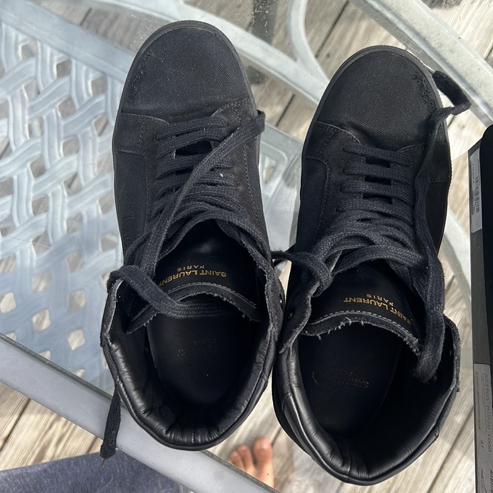 (SOLD) SAINT LAURENT SL/06 M Black Canvas and leather  distressed Sneakers - Picture 5 of 15